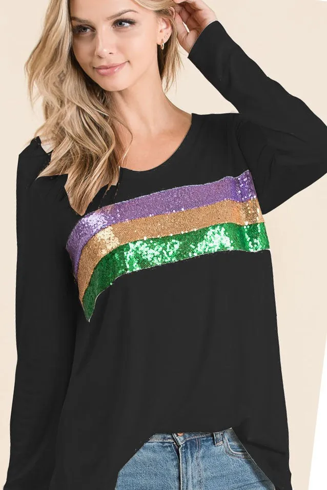 Anti Odor Treatment Professional Look BT1647-04P | MARDI GRAS JERSEY KNIT DEEP U-NECK TOP