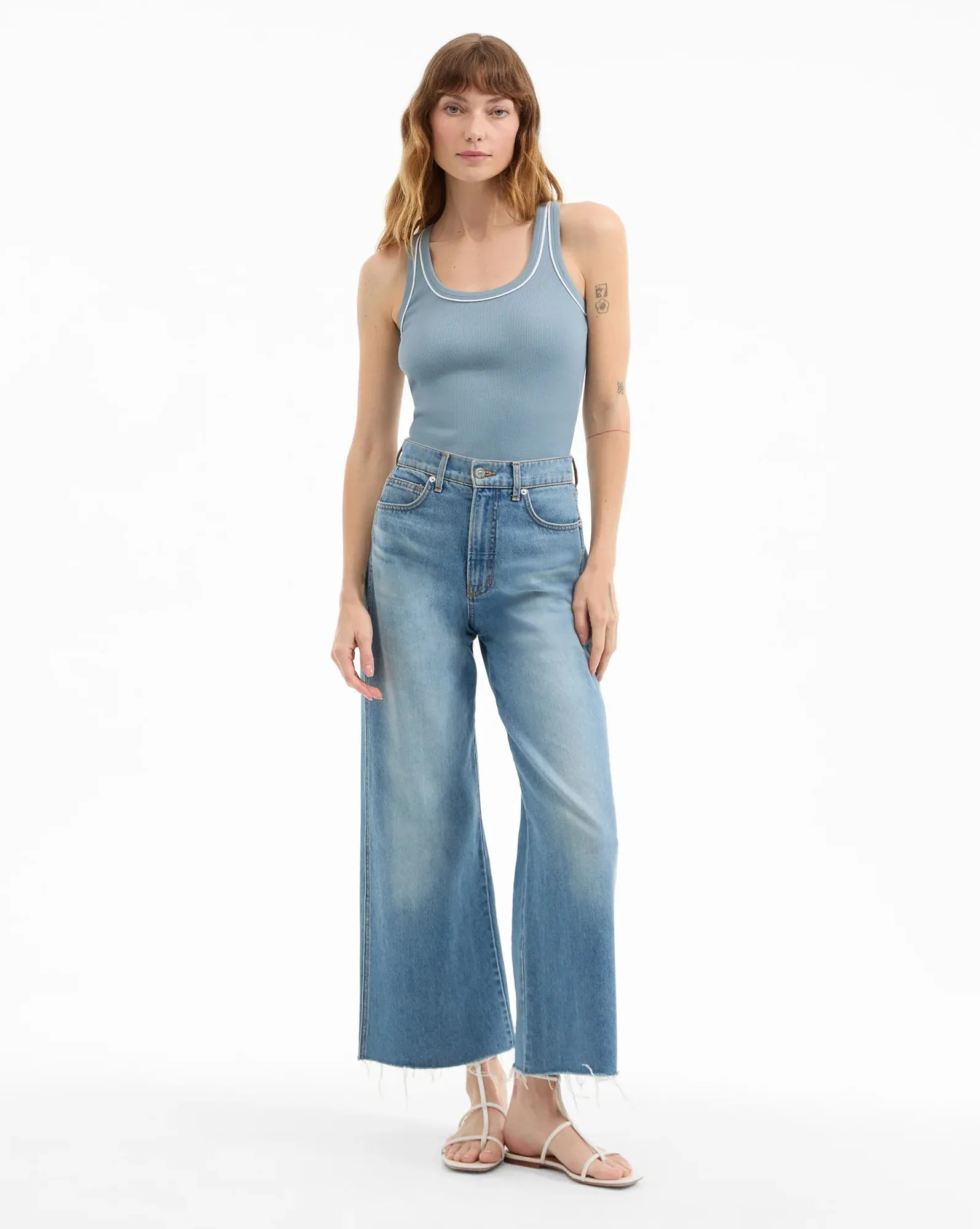 ButterySoftTextile Flexible Ribbed Cuffs VERONICA BEARD BIRKE TANK WITH CONTRAST PIPING