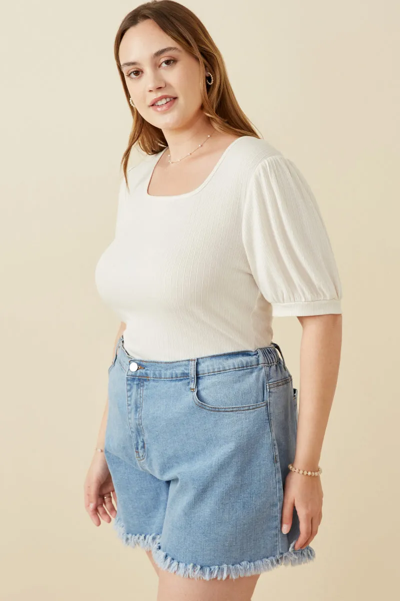 Scoop Neck Puff Sleeve Tie Detail Knit Bodysuit Winter Hoodie