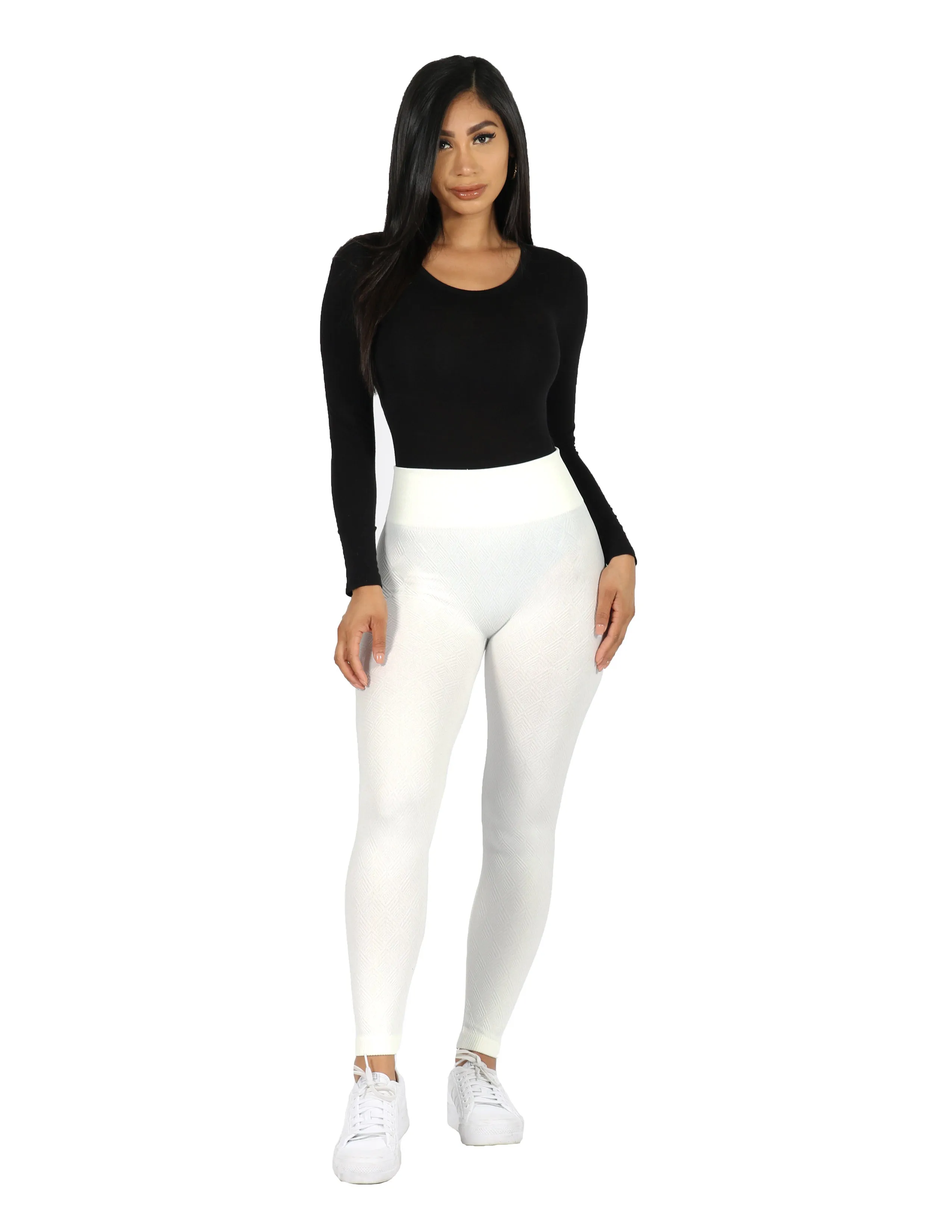 anti static Knit Legging Diamond Pattern Fleece Lined Leggings