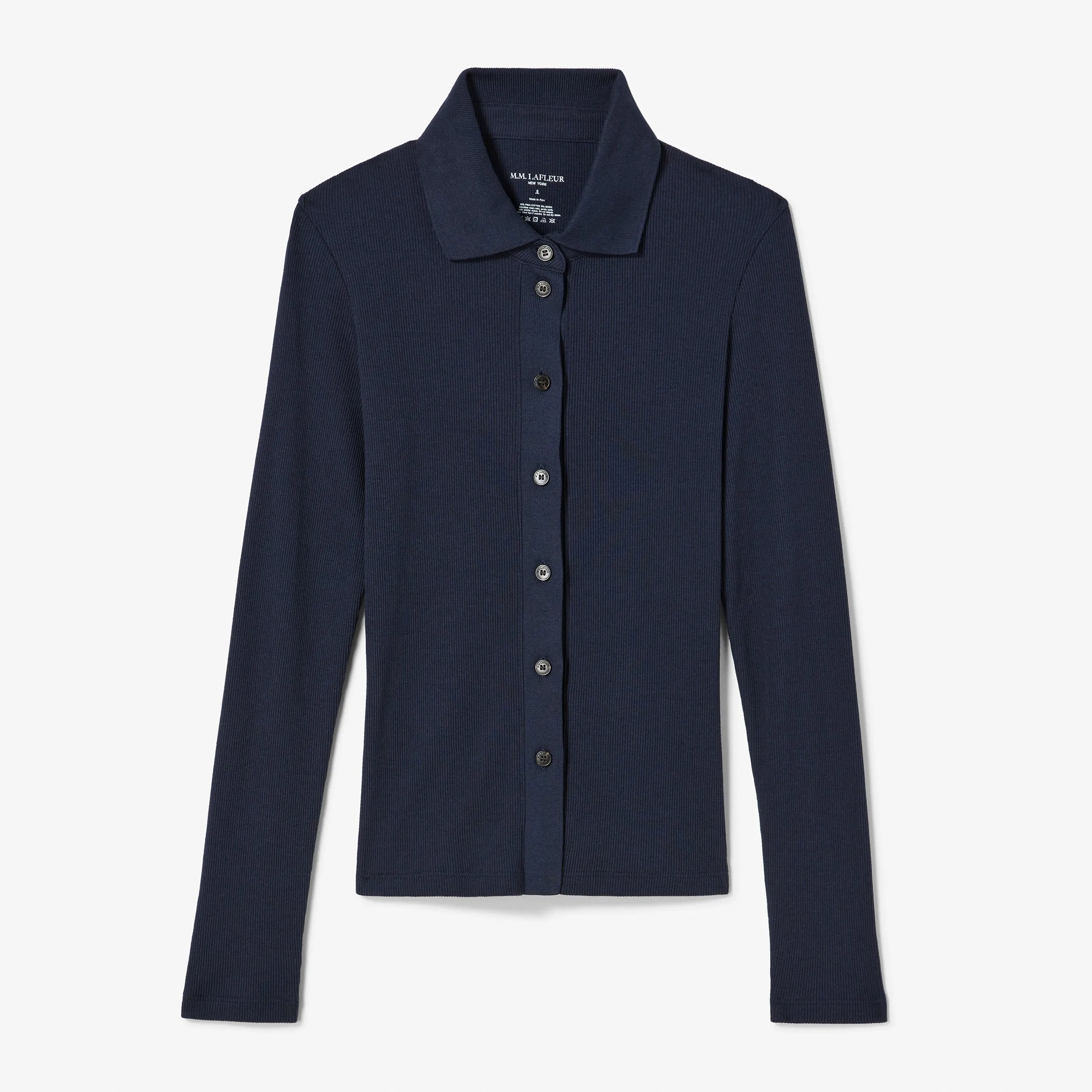 Nala Knit Button-Down - Plush Pima :: Dark Navy AbrasionResistantEdging