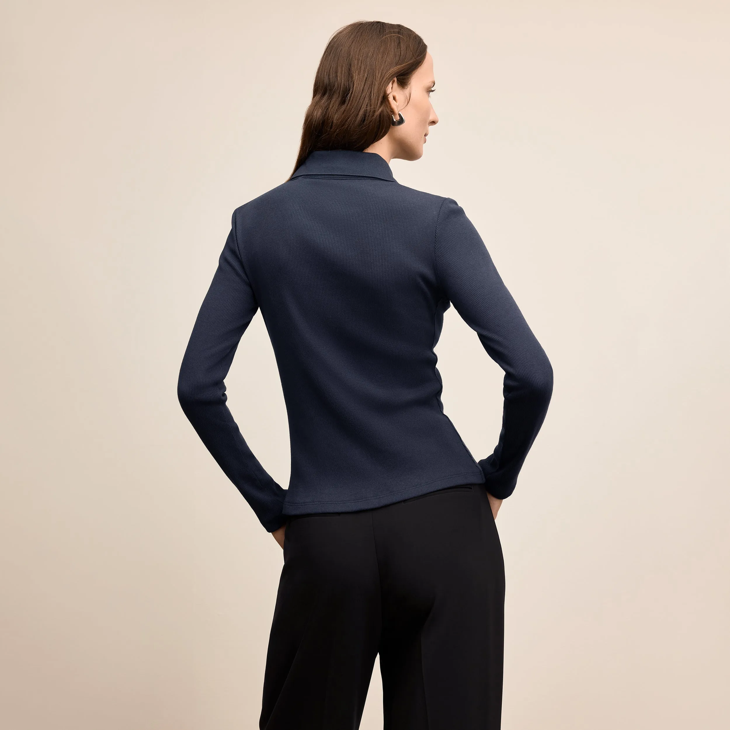 Nala Knit Button-Down - Plush Pima :: Dark Navy ButtonFront Sporty Style