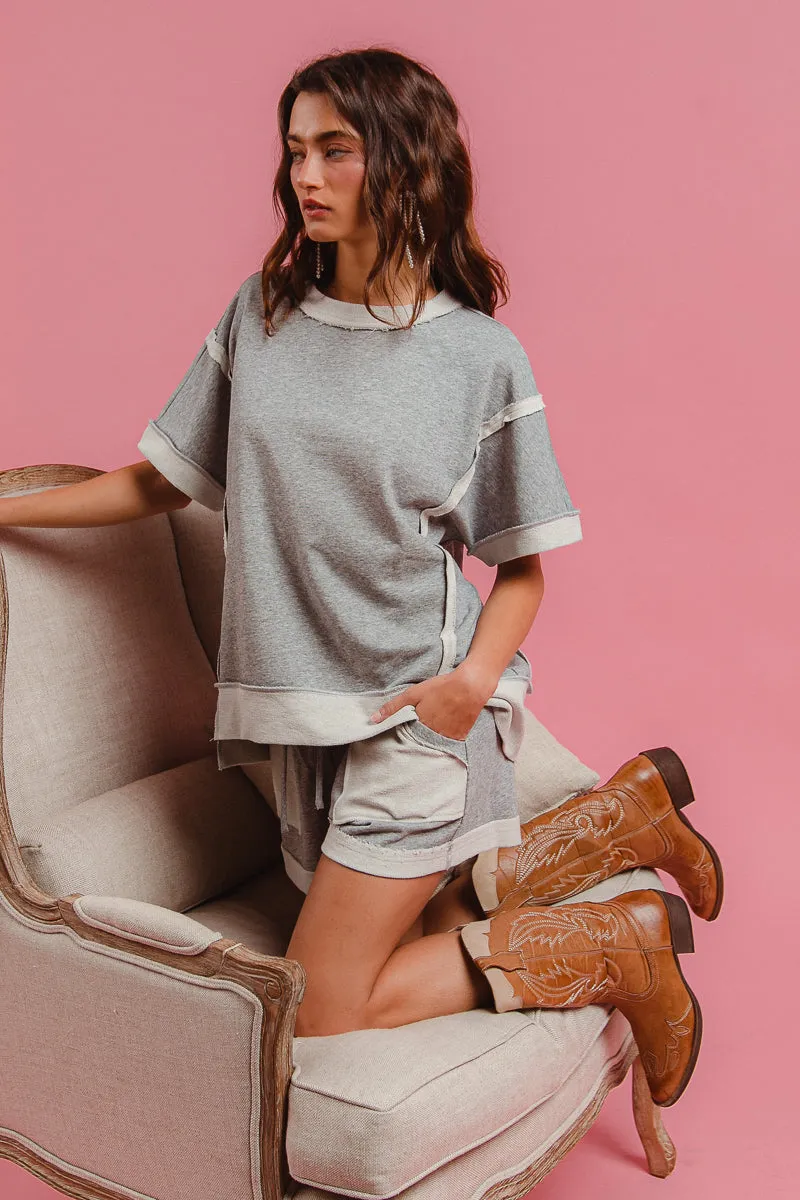 IB1695R-01 | FRENCH TERRY KNIT SHORT PANTS WITH SIDE POCKET Contoured Panel Design Fast Move