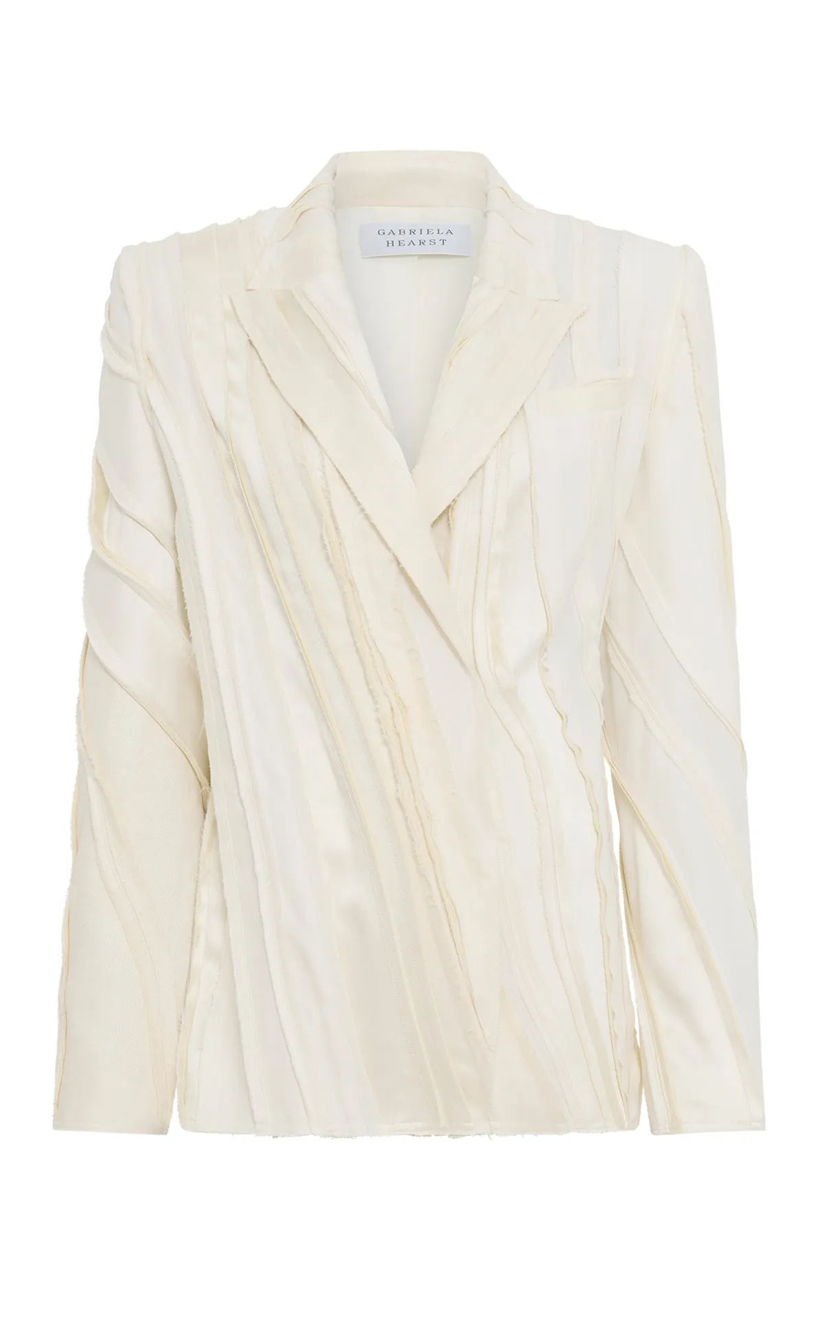 Edwin Patchwork Blazer in Ivory Textured Linen Slub Reinforced Buttonholes SeamFree Knitting