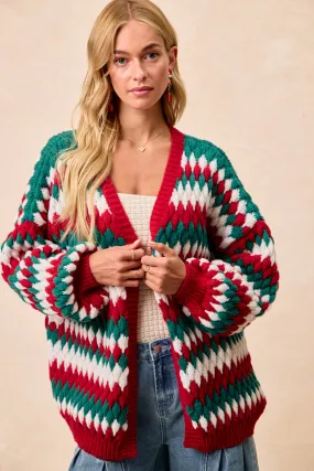 Non Restrictive Movement Compact Design IP6171S-10 | CHRISTMAS THEME TEXTURED SWEATER CARDIGAN