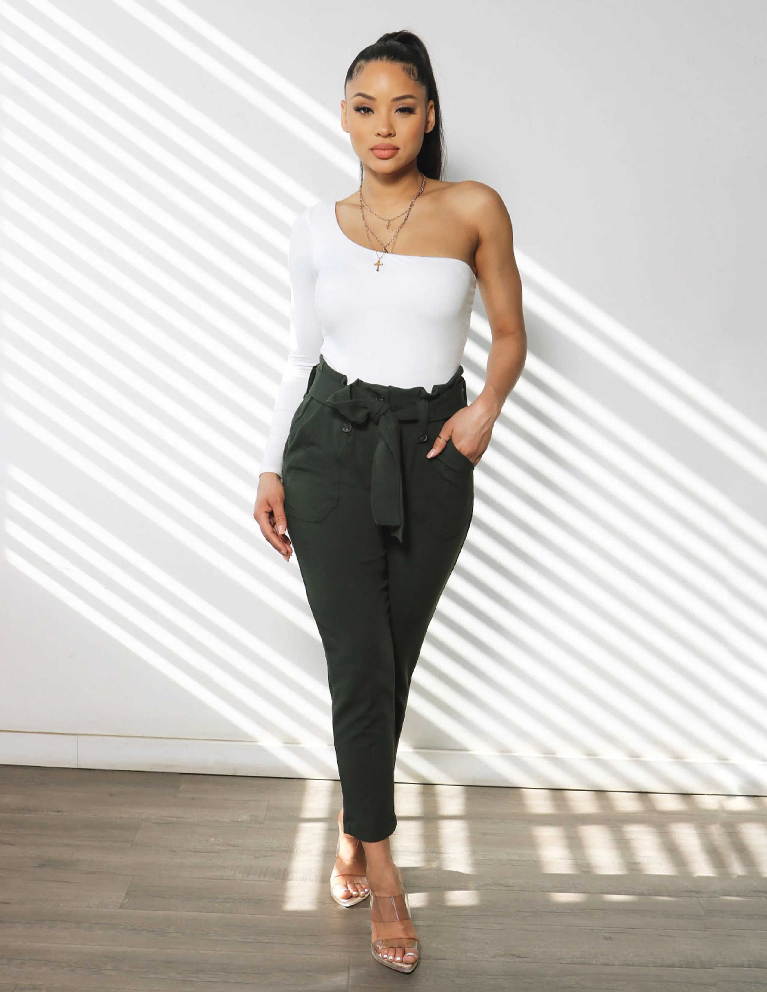 Functional Fit Good Vibes Knit Crepe High Rise Paperbag Waist Trouser