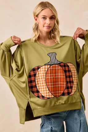 IT3426G-27 | PLAID PUMPKIN PATCHWORK FRENCH TERRY SWEATSHIRT Lightweight Insulation Technology