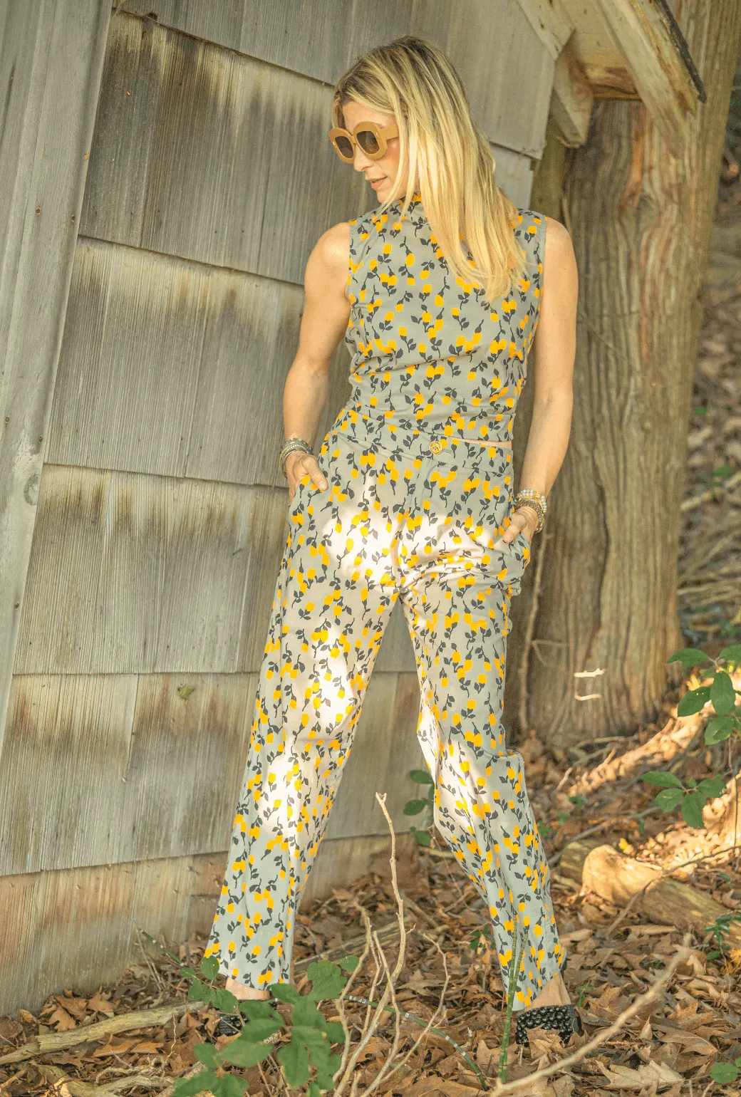 Non slip grip Timeless Look Le Culottes Full Length - Persimmon Floral