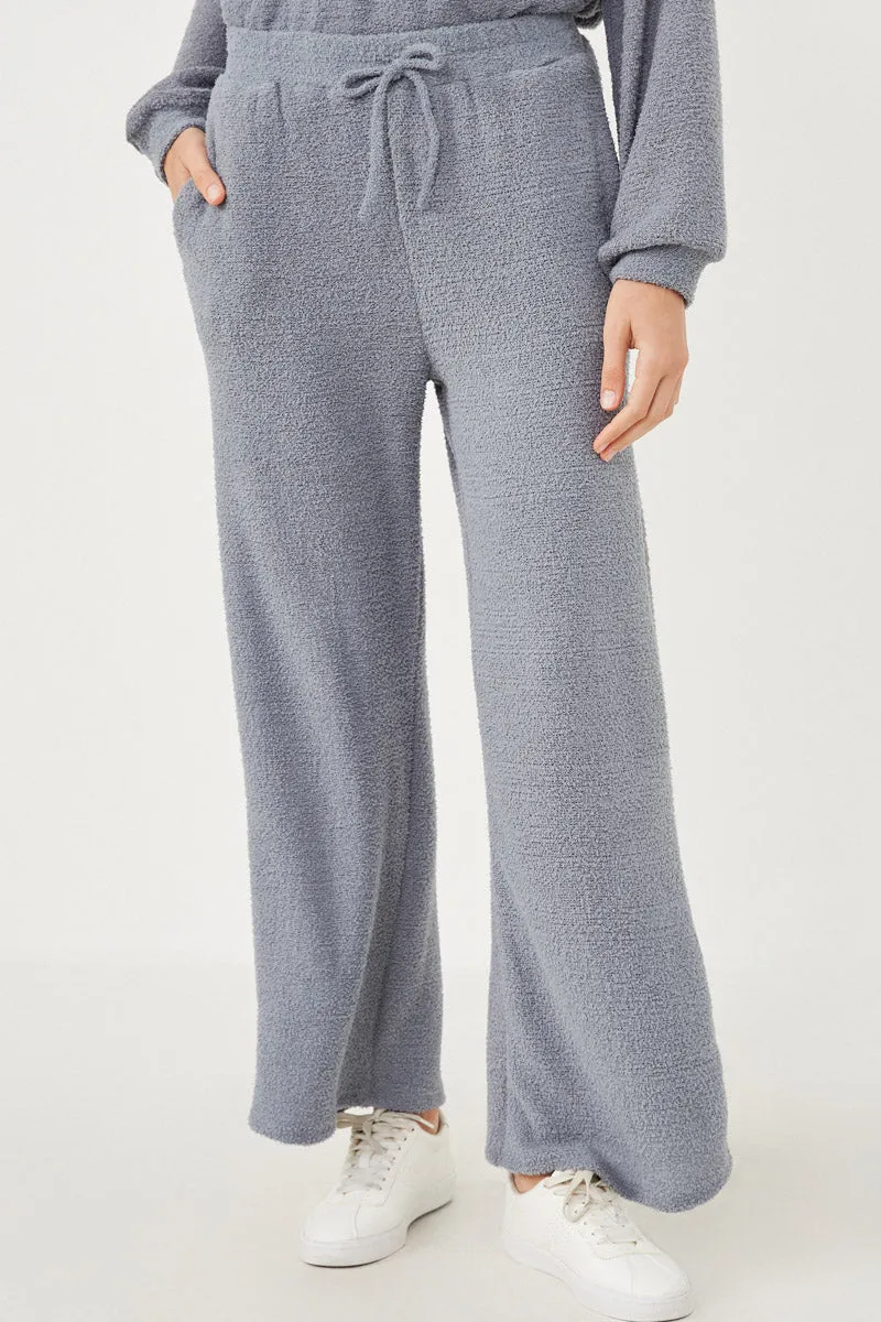 Elastic Waist Drawstring Wideleg Fleece Pants Modern Waist