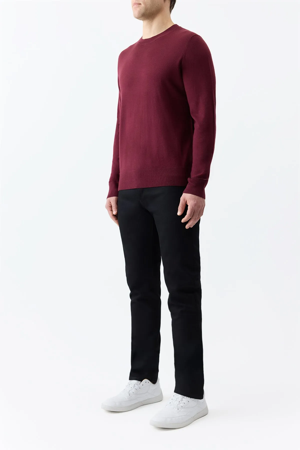 Palco Knit Crewneck in Bordeaux Merino Wool Loopwheel Construction