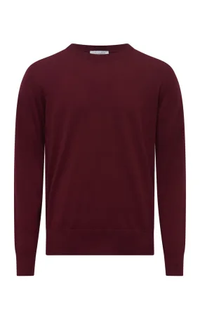 Palco Knit Crewneck in Bordeaux Merino Wool BreathableKnit Fabric Flexible Knit Construction