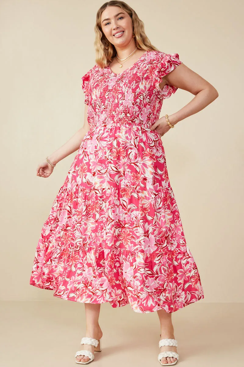 Tropical Floral Smocked Ruffled Tank Dress Quick Elegance