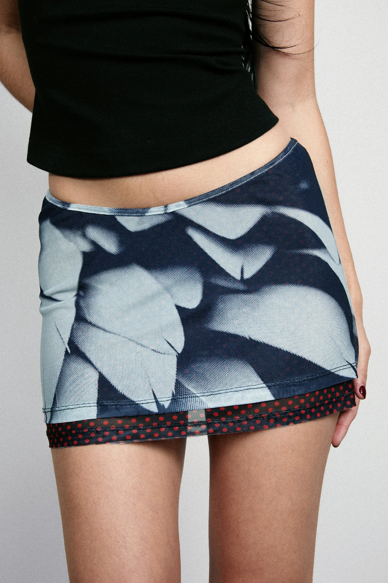 Placket Detailing Chic Look ELEKTRA SKIRT - FEATHER POLKA DOT