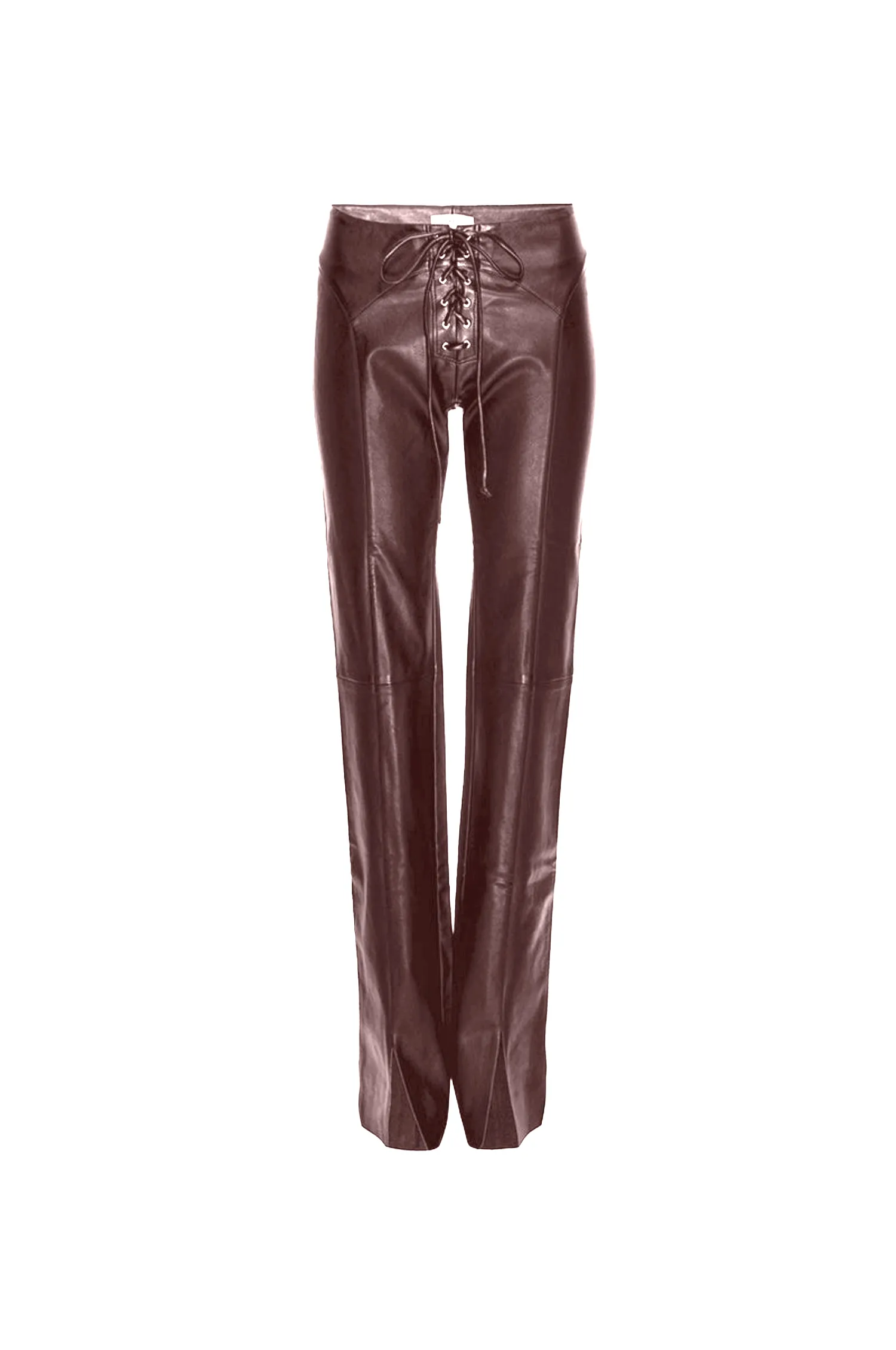 ELEMENT LACE UP PANT - BROWN VEGAN LEATHER Boho chic Stretchy Waist