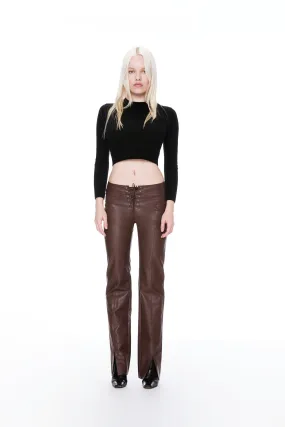 ELEMENT LACE UP PANT - BROWN VEGAN LEATHER Reflective Trim Options