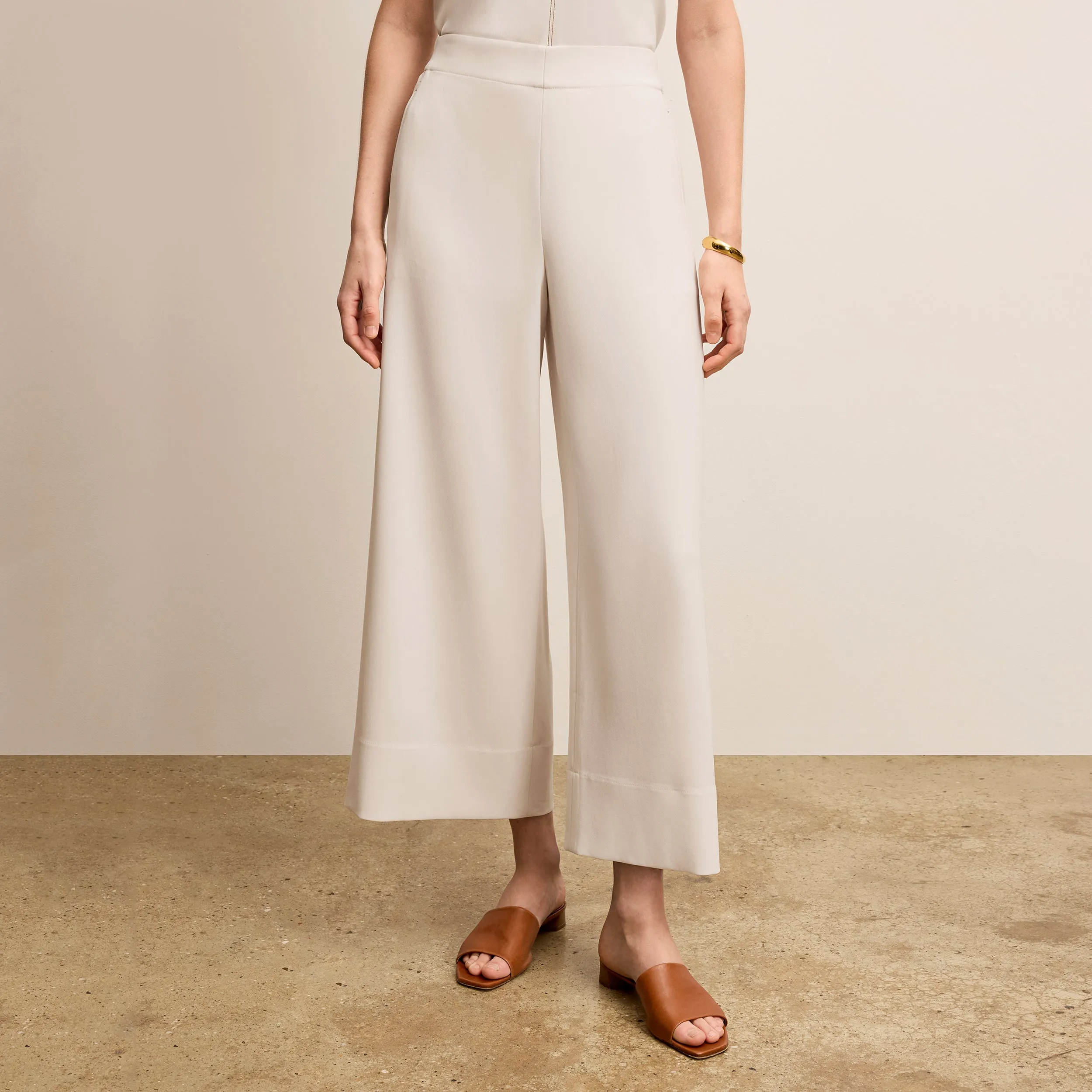 Elena Culotte - Everyday Crepe with Topstitch :: Eggshell Layered Panel Construction QuickDry
