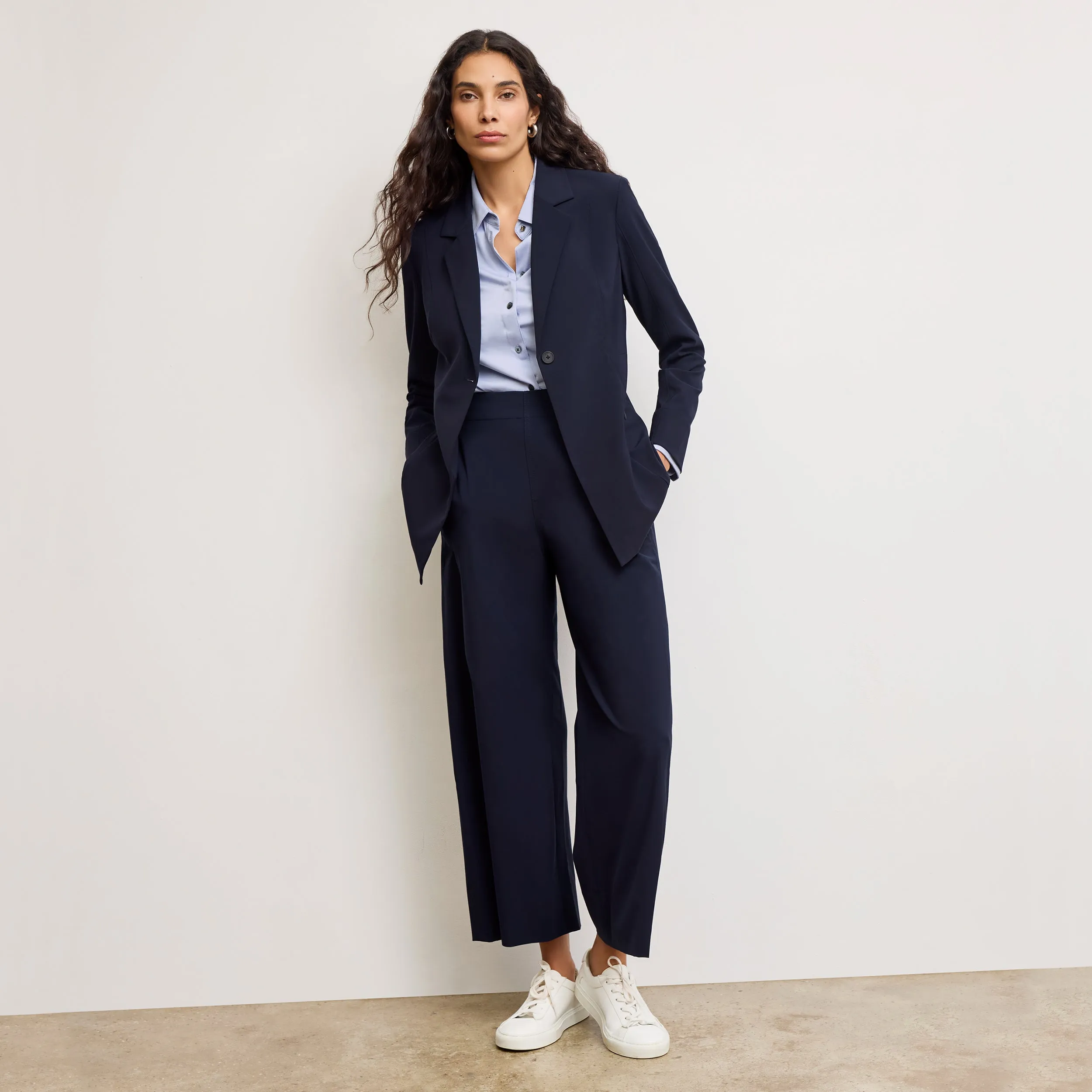 Trendy Look High Density Knit Elena Travel Culotte - OrigamiTech :: Dark Navy