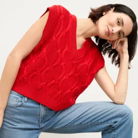 UniversalFit Eloise Vest - Cable Knit :: Strawberry