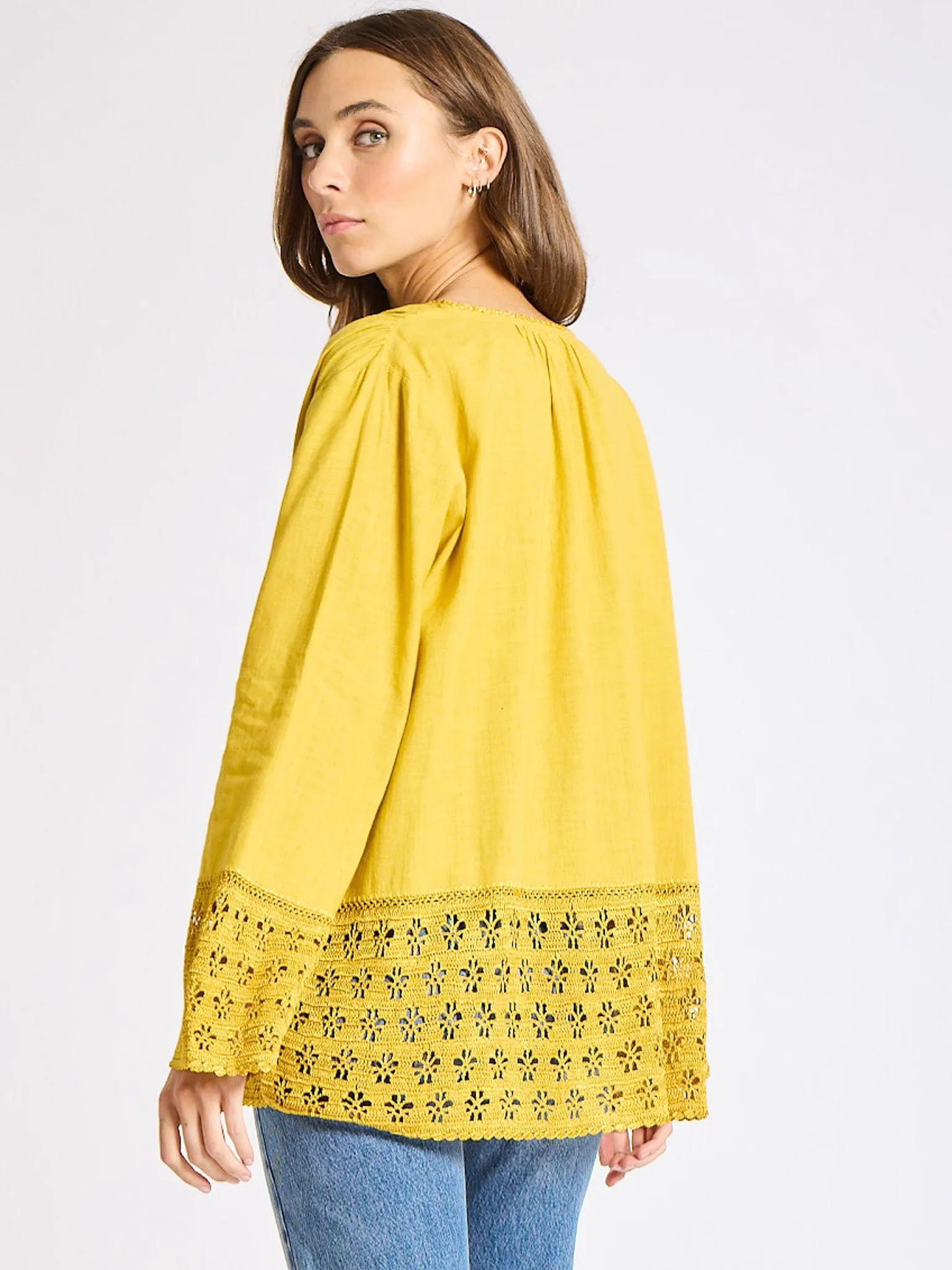 Wrinkle Resistant Finish Non Irritating Seams Elsie Top in Marigold