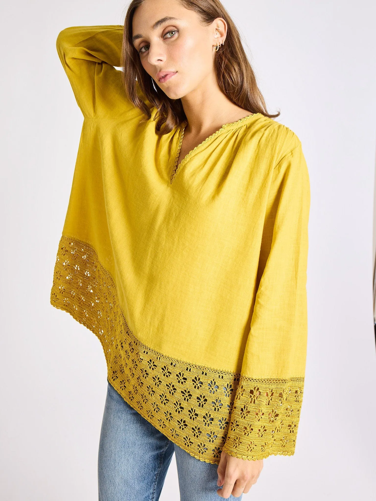 Shape Retention Fabric Elsie Top in Marigold