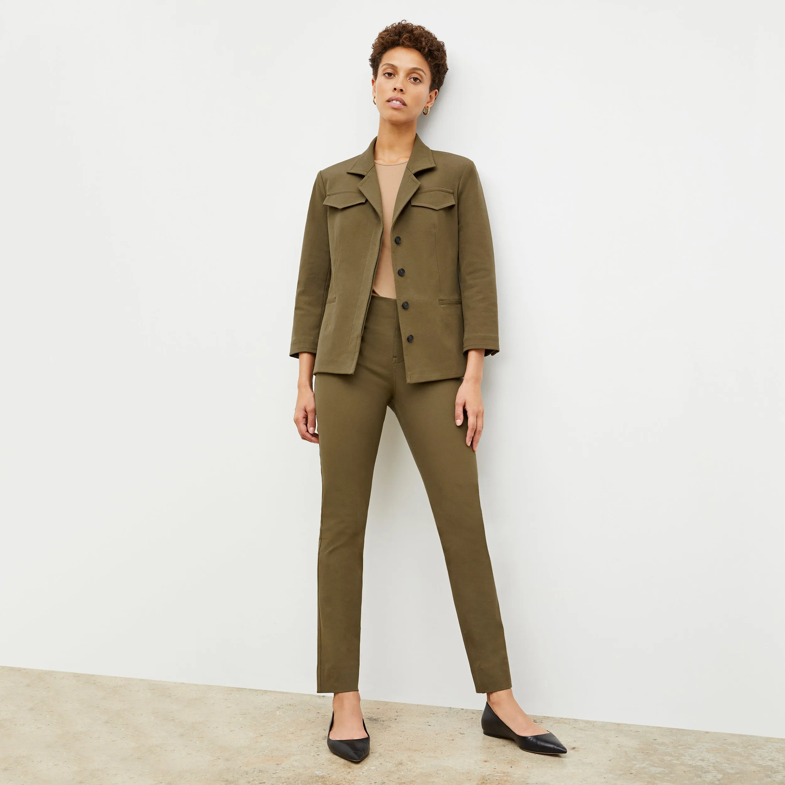 Emalis Jacket - Eco Better Than Denim :: Oregano TurtleneckDesign HighNeckline