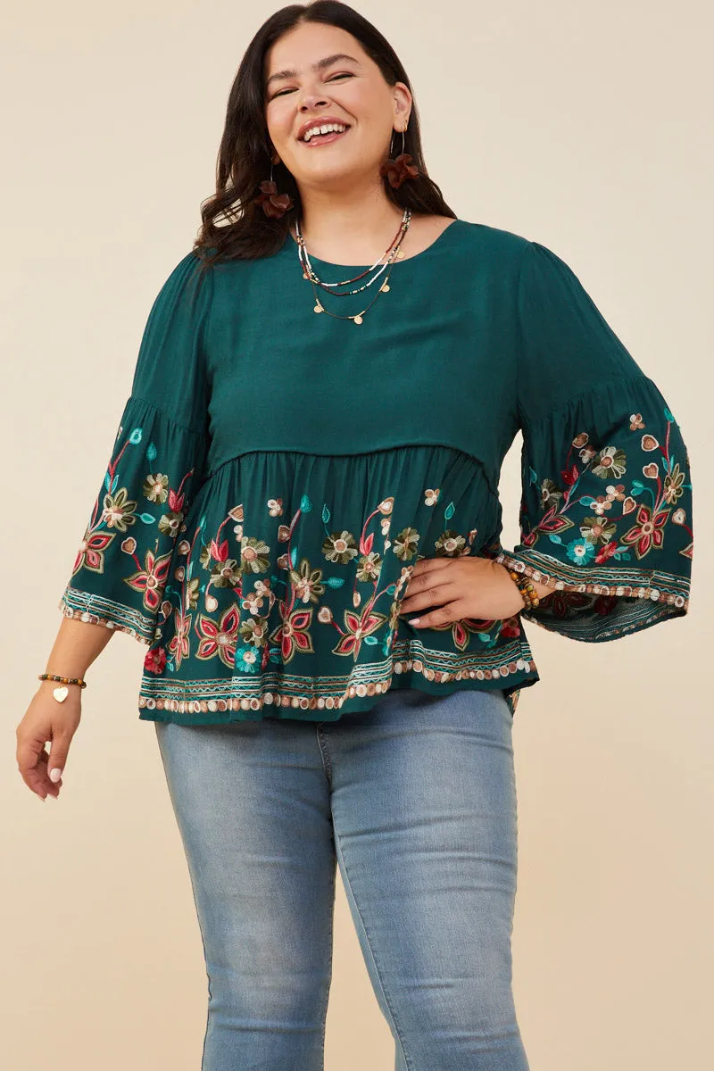 Sport Hoodie Embroidered Detail Baby Doll Top