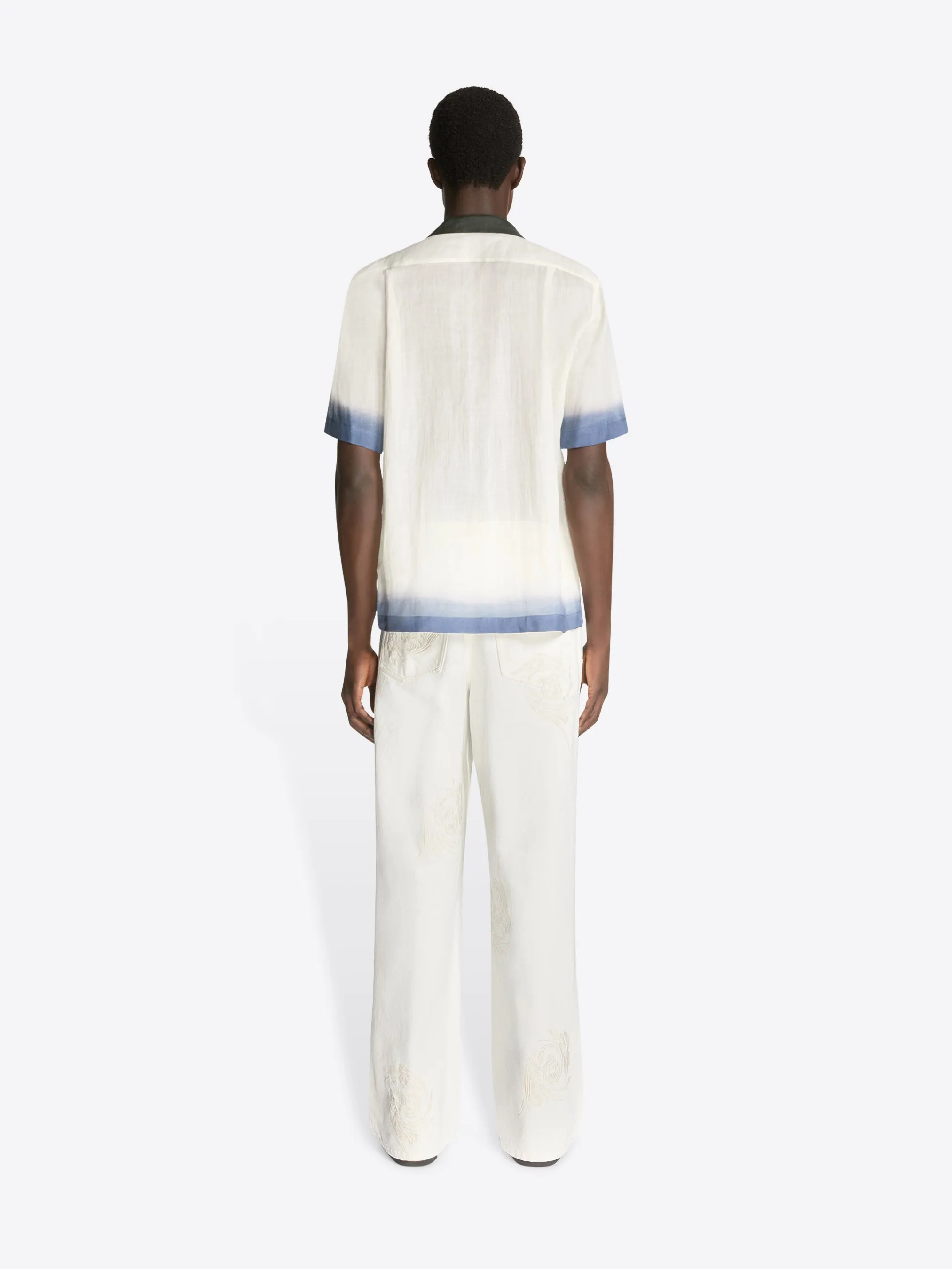 Yarn Dyed Stripes Embroidered jeans