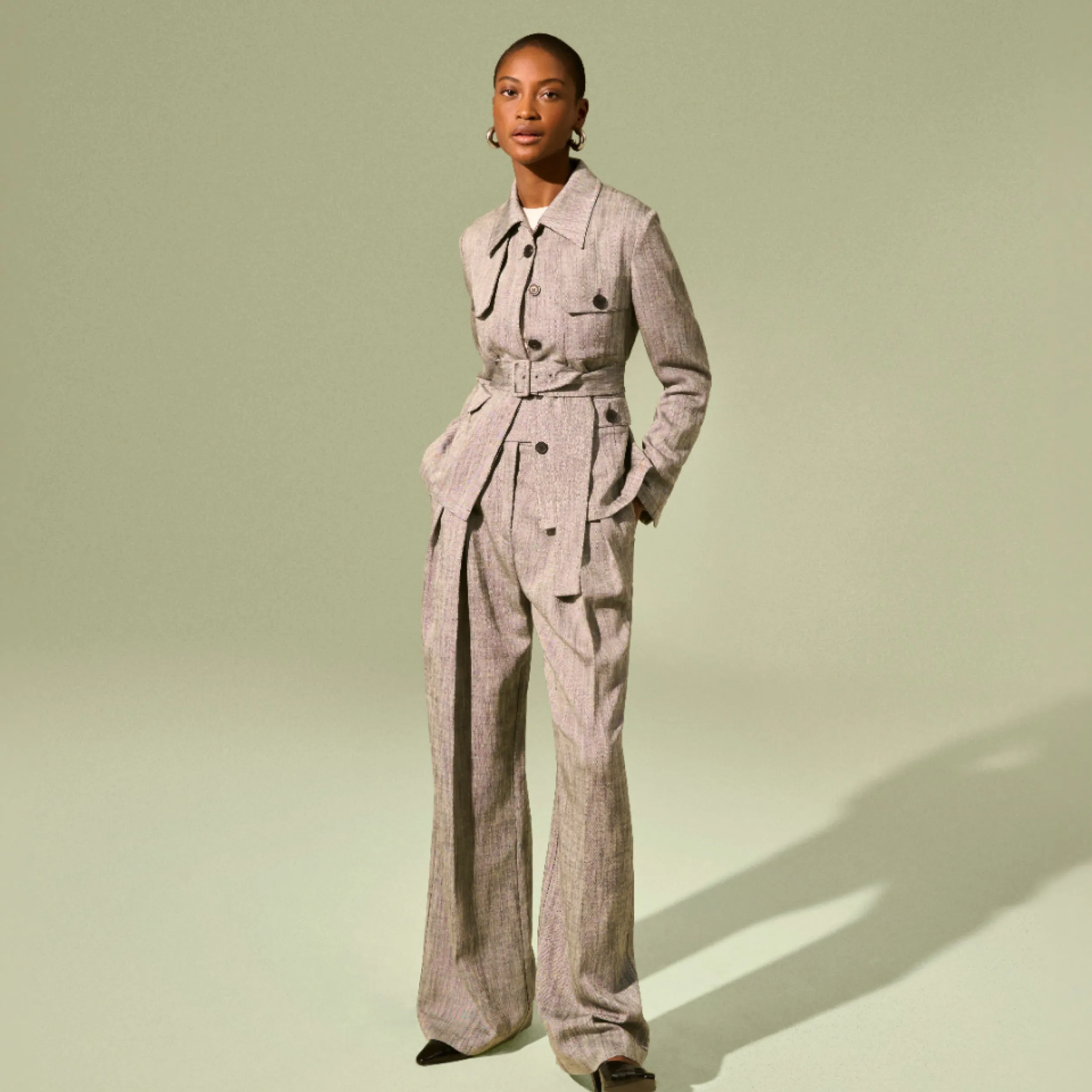 Emery Safari Blazer - Porto Weave :: Black/White stain resistant coating Cozy Sweater