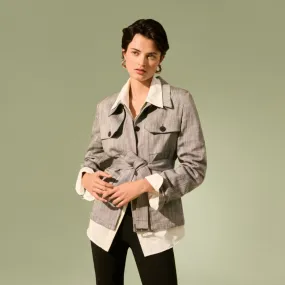 Laser Cut Vents All Weather Protection Emery Safari Blazer - Porto Weave :: Black/White