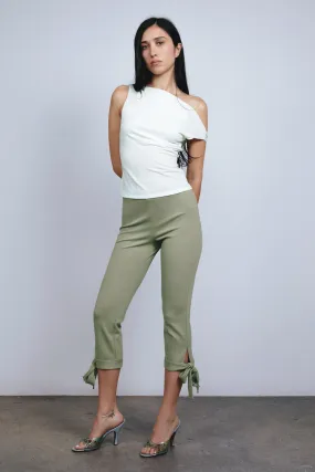 Contrast Trim Versatile Waist EMMA CAPRI - MOSS