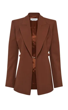 Epona Chain Blazer in Cognac Recycled Virgin Wool AbrasionResistant Edging