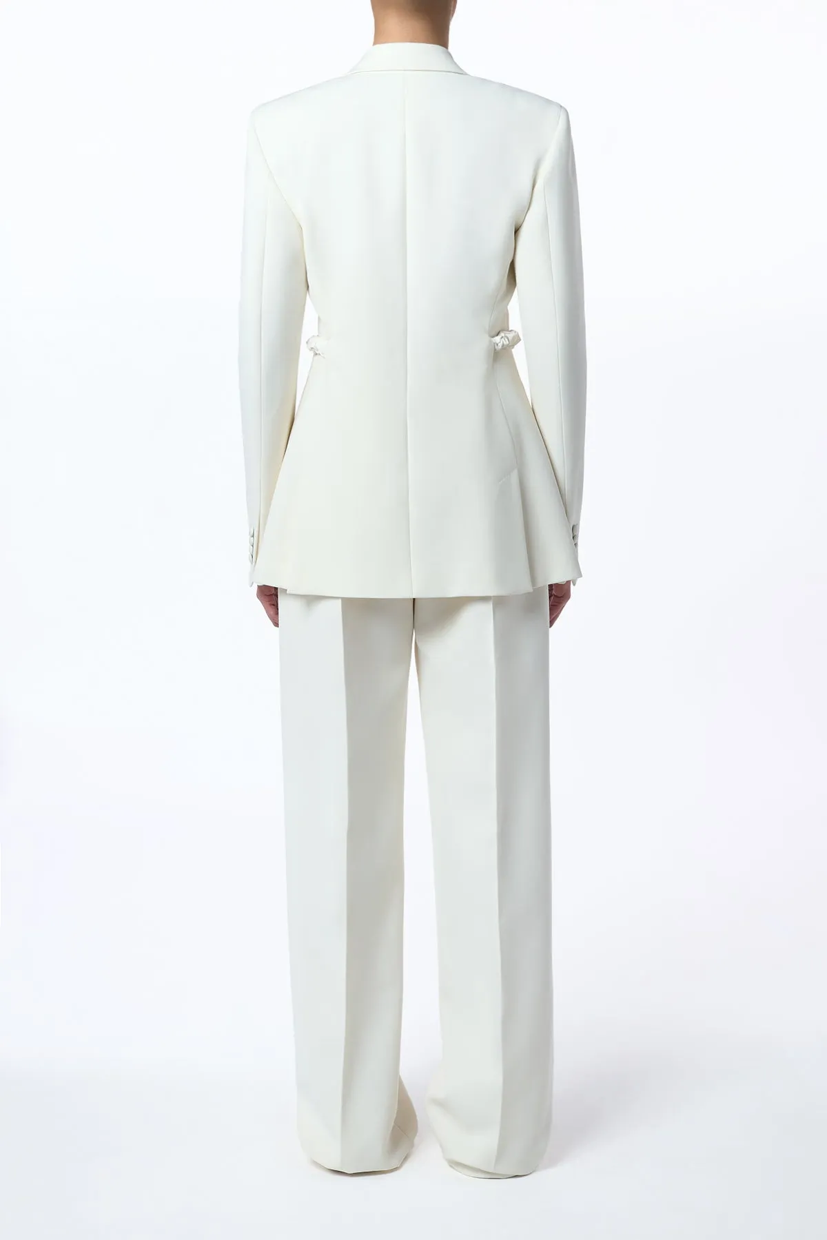 Layered Ply Construction Epona Chain Blazer in Ivory Recycled Virgin Wool