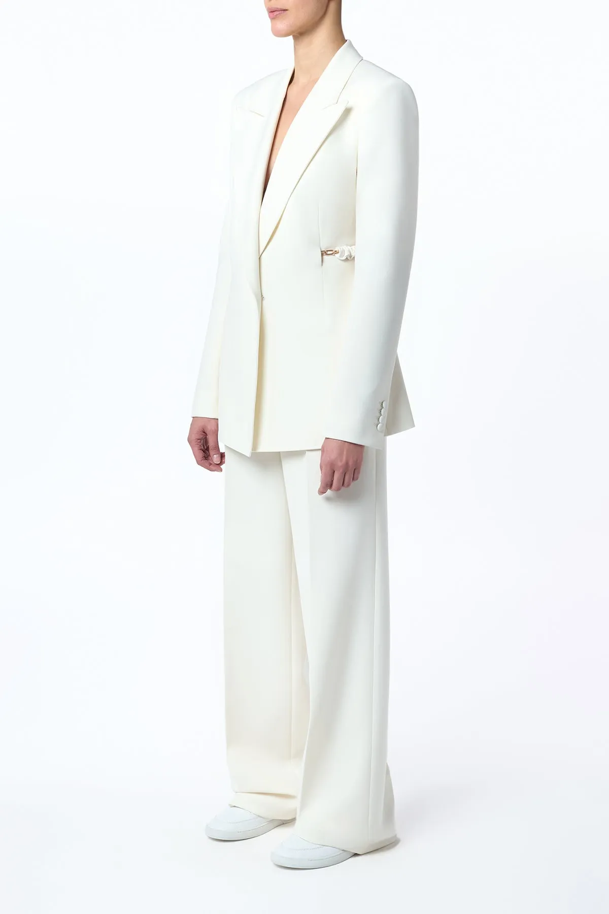Epona Chain Blazer in Ivory Recycled Virgin Wool Compression Gradient