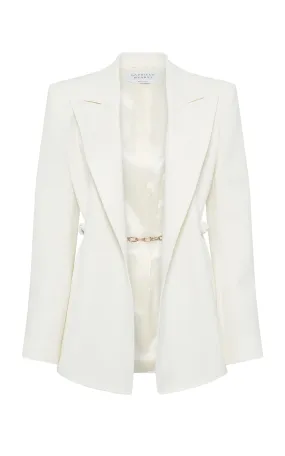 Epona Chain Blazer in Ivory Recycled Virgin Wool Versatile Layering Classic Style