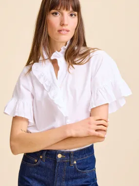 Vanessa Top in White Tagless Neckline Design