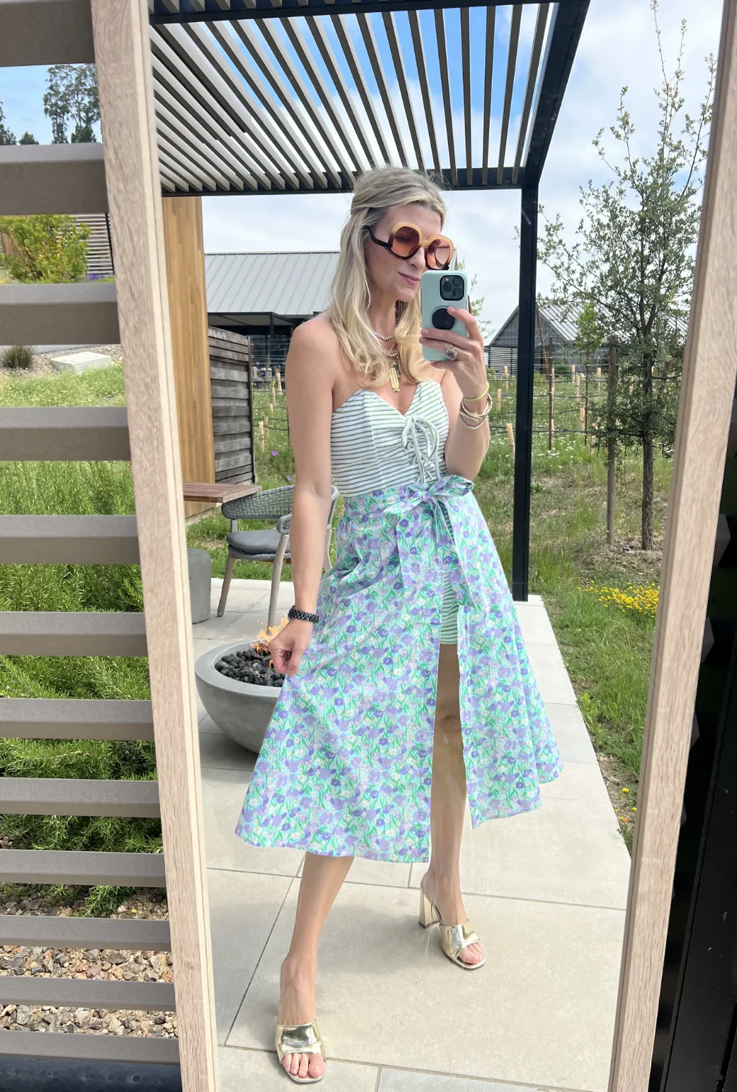 Smart Motion Casual Office SAMPLE - Poolside Wrap Skirt - Lilac Daisy