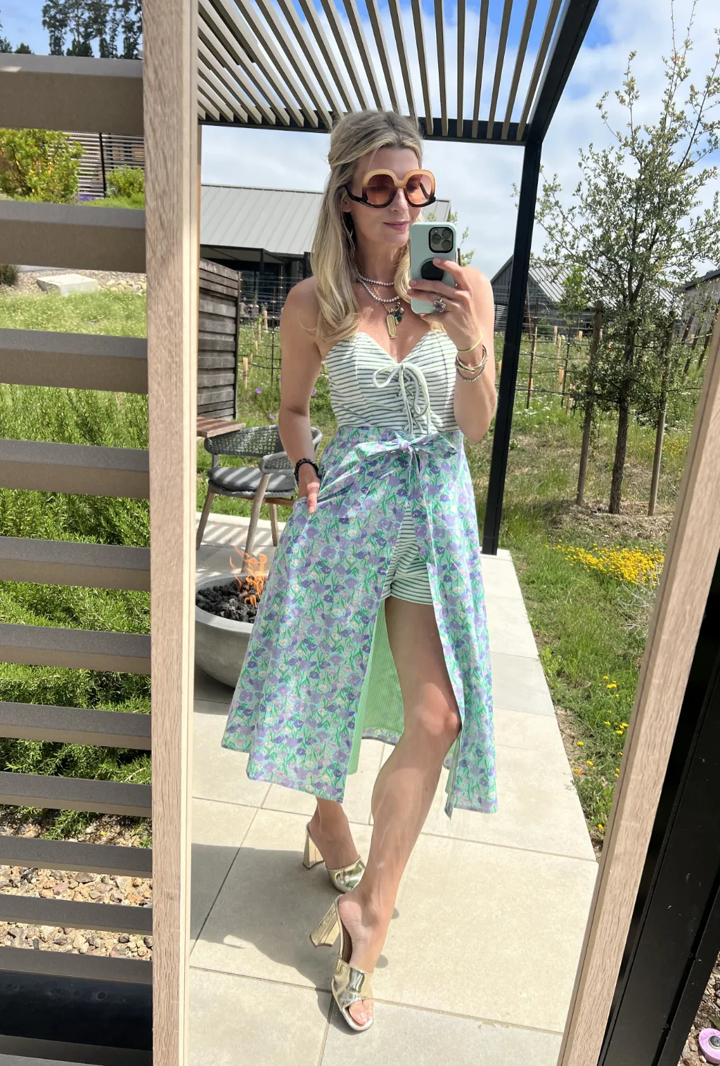 SAMPLE - Poolside Wrap Skirt - Lilac Daisy Durable Hem Long Use