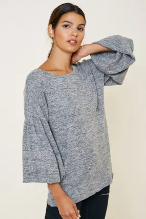 Puff Sleeve Sweater Sleek Layer Fit
