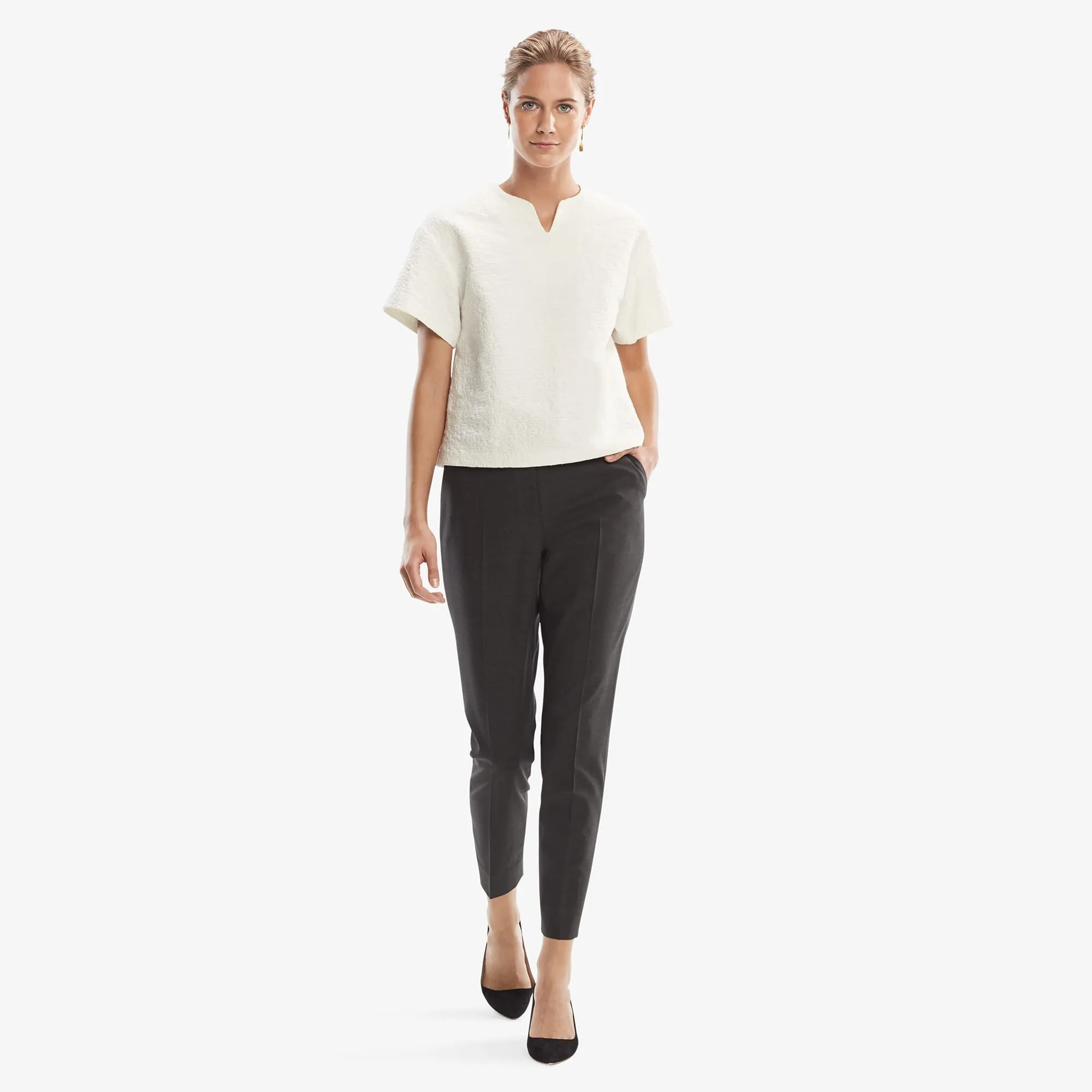 Mejia Pant - Tropical Wool :: Gray Melange ReflectiveTrim