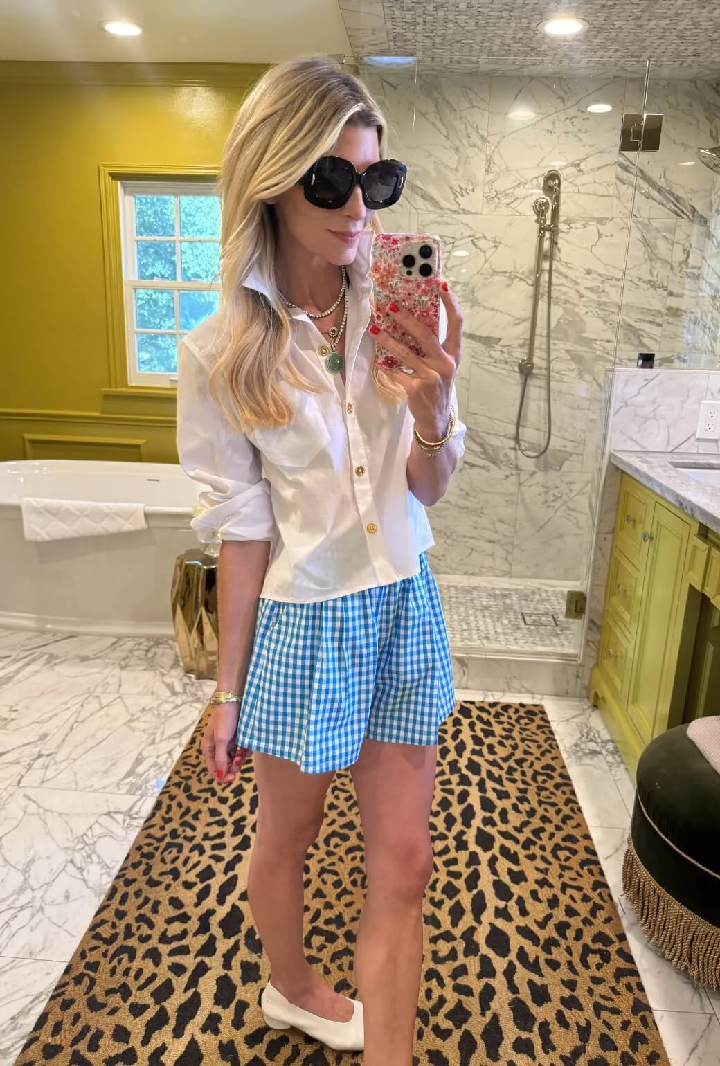 Mel Button Down Cropped Shirt - White Neutral Tone Stitching Comfortable Wear