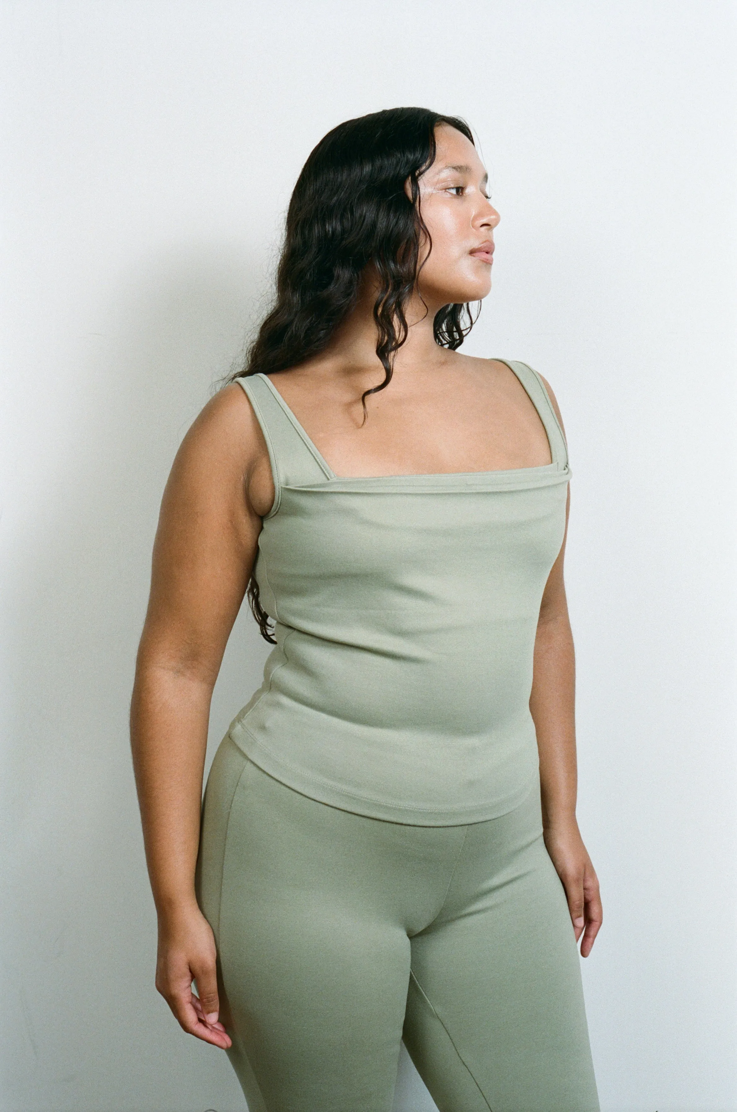 LUNA TOP - MOSS FlexibleWaistband Wrinkle resistant fabric