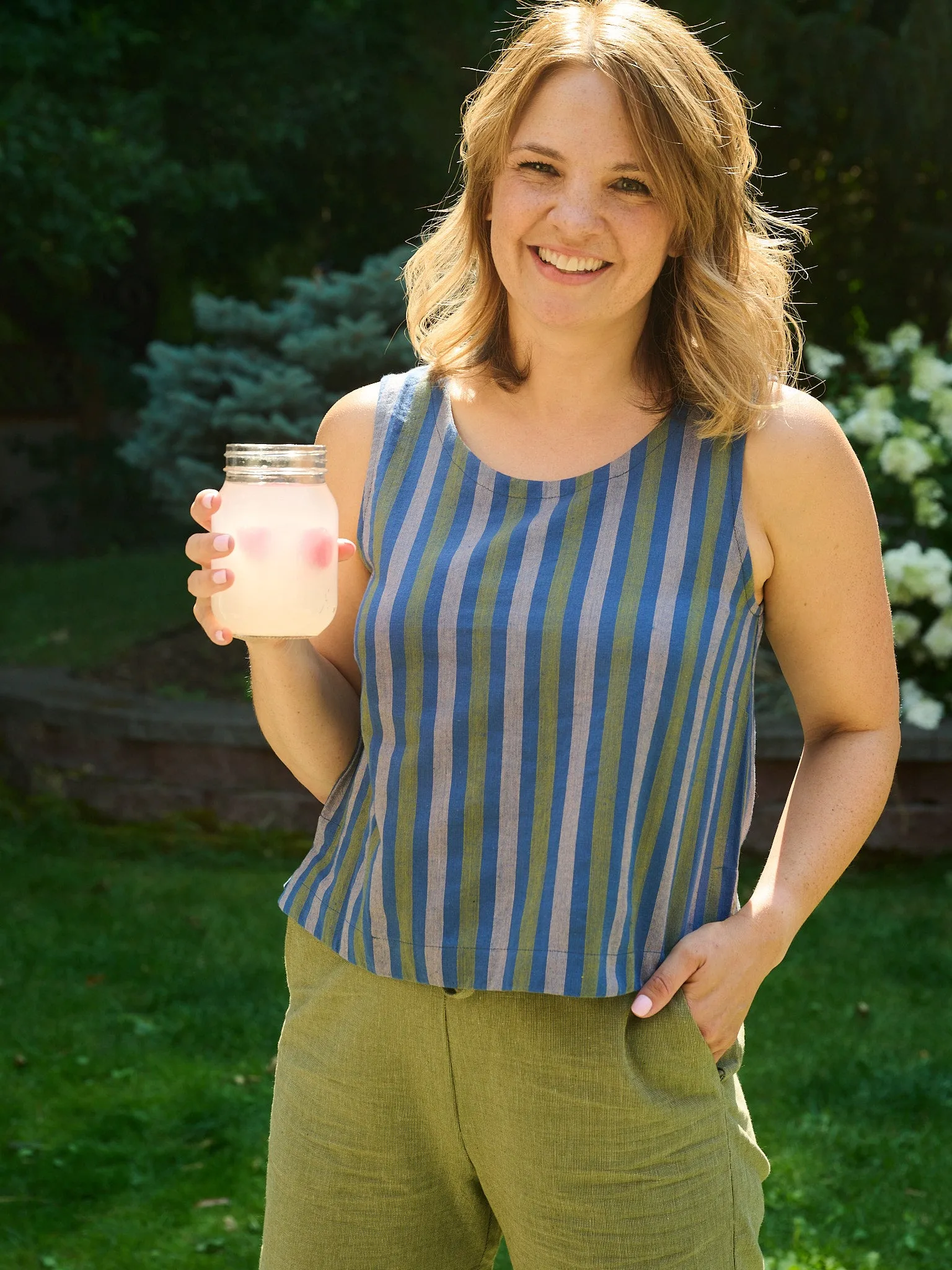 Versatile Layering Cut Neko Tank - Lavender Stripe