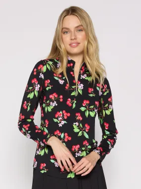 BoxyCrop SleevelessOption Quarter Zip Sun Protection Top In Black Cherry