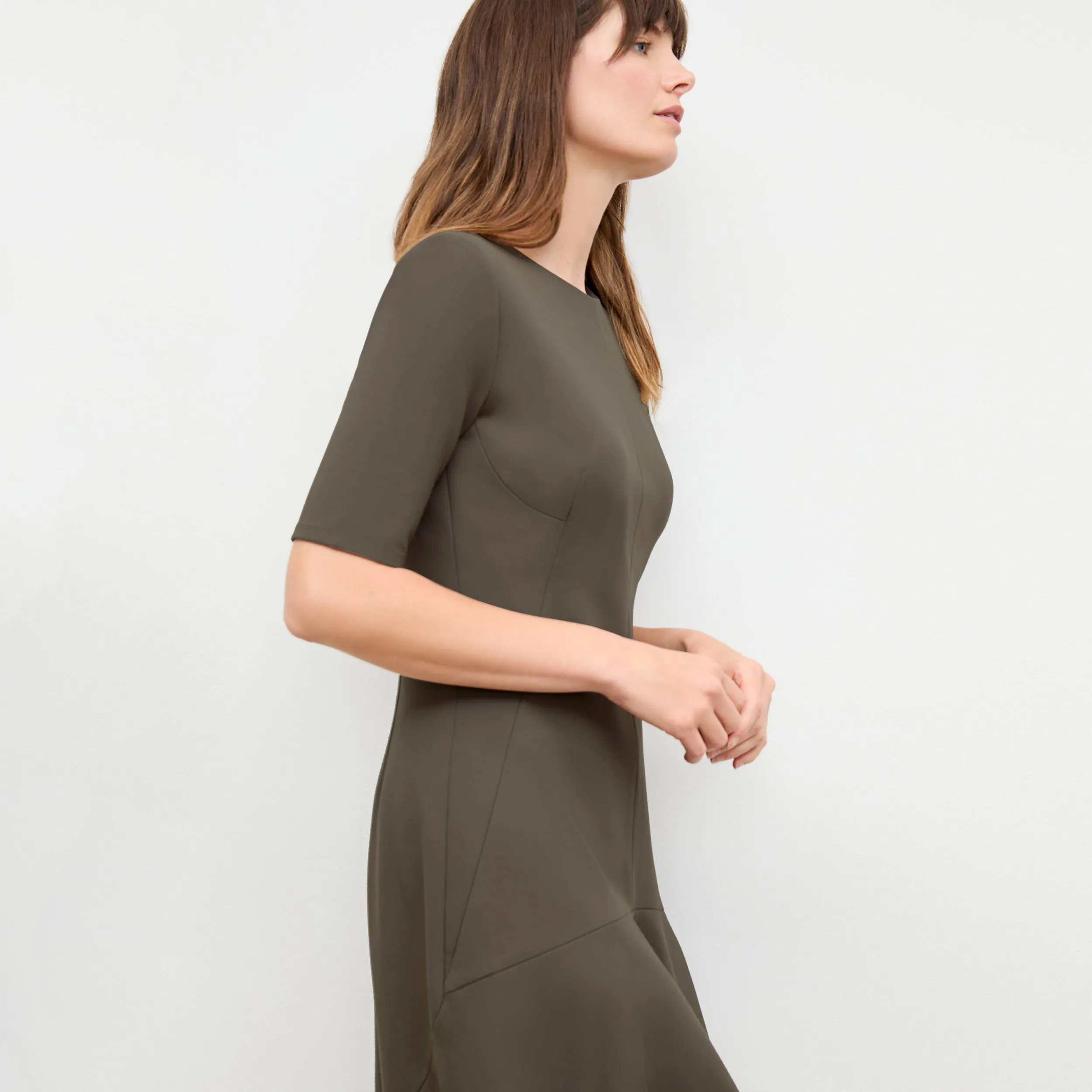 Moisture Wicking Fabric Gina Dress - Butter Ponte :: Ash