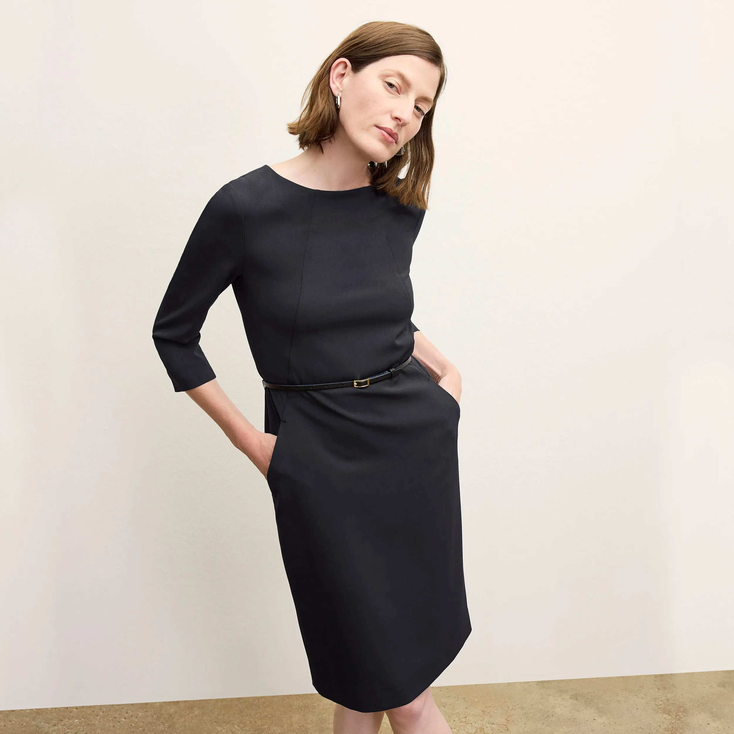 Etsuko Dress - Recycled WonderTex :: Black Tapered Cut Textured Weave