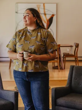 Eve Plus Size Top - Zebra Green ReflectiveTrims