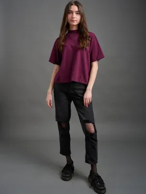AthleisureInspired Comfortable Wear Eve Top - Diamond Vine Dark Purple