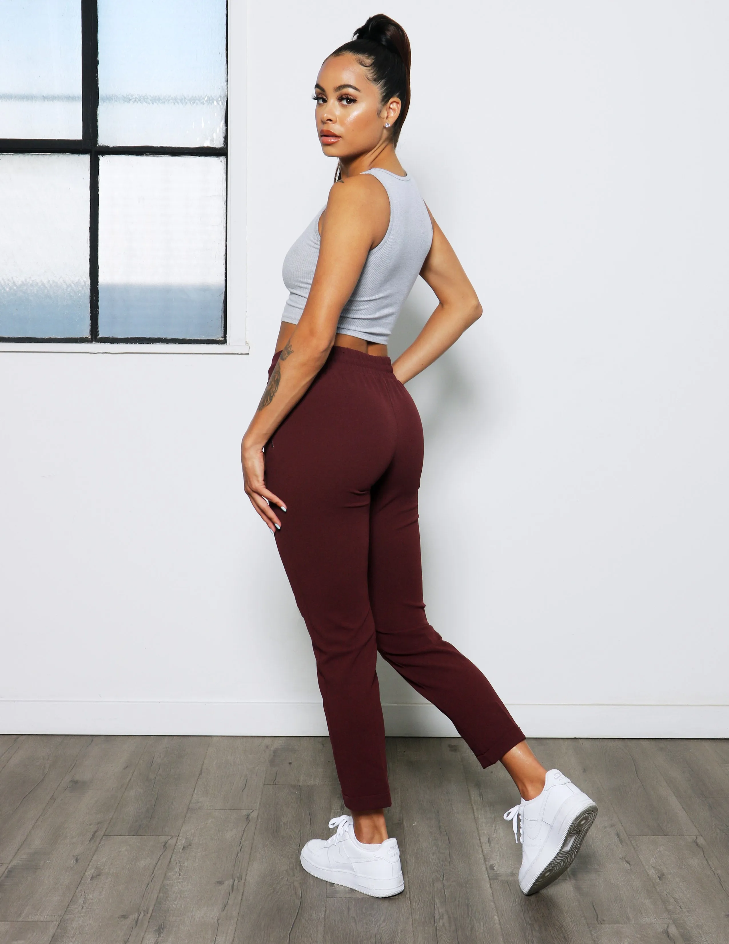 SoftLining Denim finish Pull On Drawstring Cropped Trouser