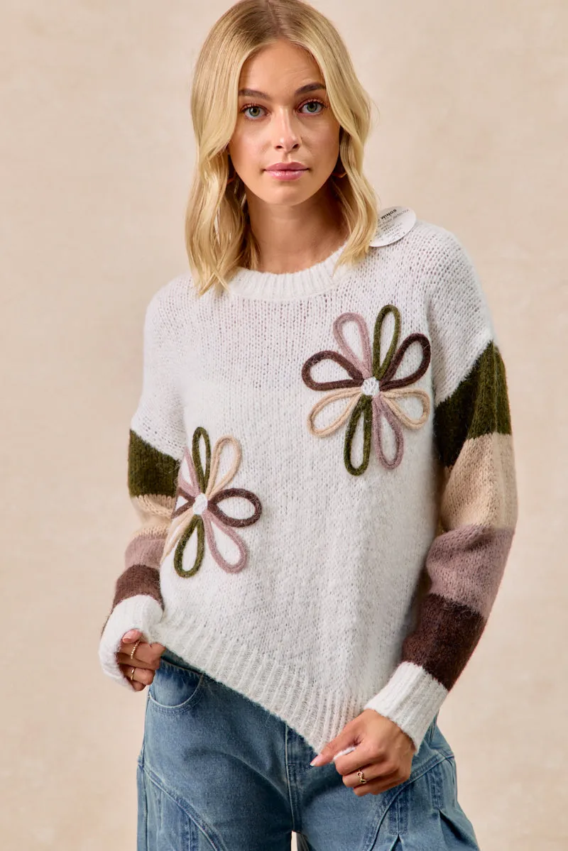 ModularLayering Outdoor Look IT4721-01 | FLOWER COLOR BLOCK SWEATER TOP