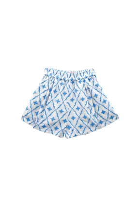Luxurious Feel Everyday Shorts - Blue Embroidery